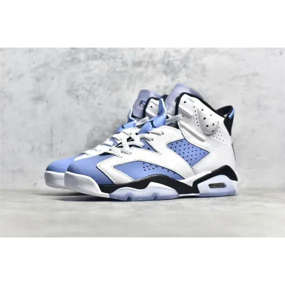 Air Jordan 6 Retro "UNC White" (UNC Home) — White / University Blue / Navy