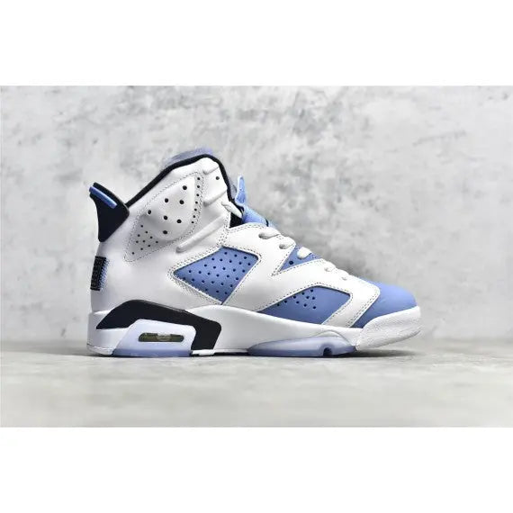Air Jordan 6 Retro "UNC White" (UNC Home) — White / University Blue / Navy