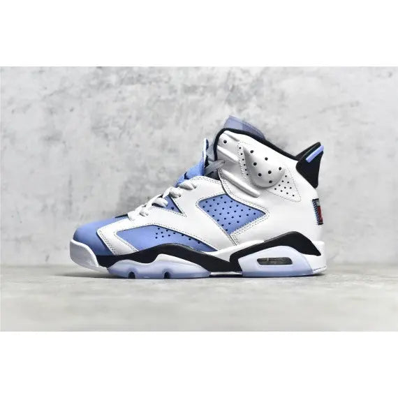 Air Jordan 6 Retro "UNC White" (UNC Home) — White / University Blue / Navy